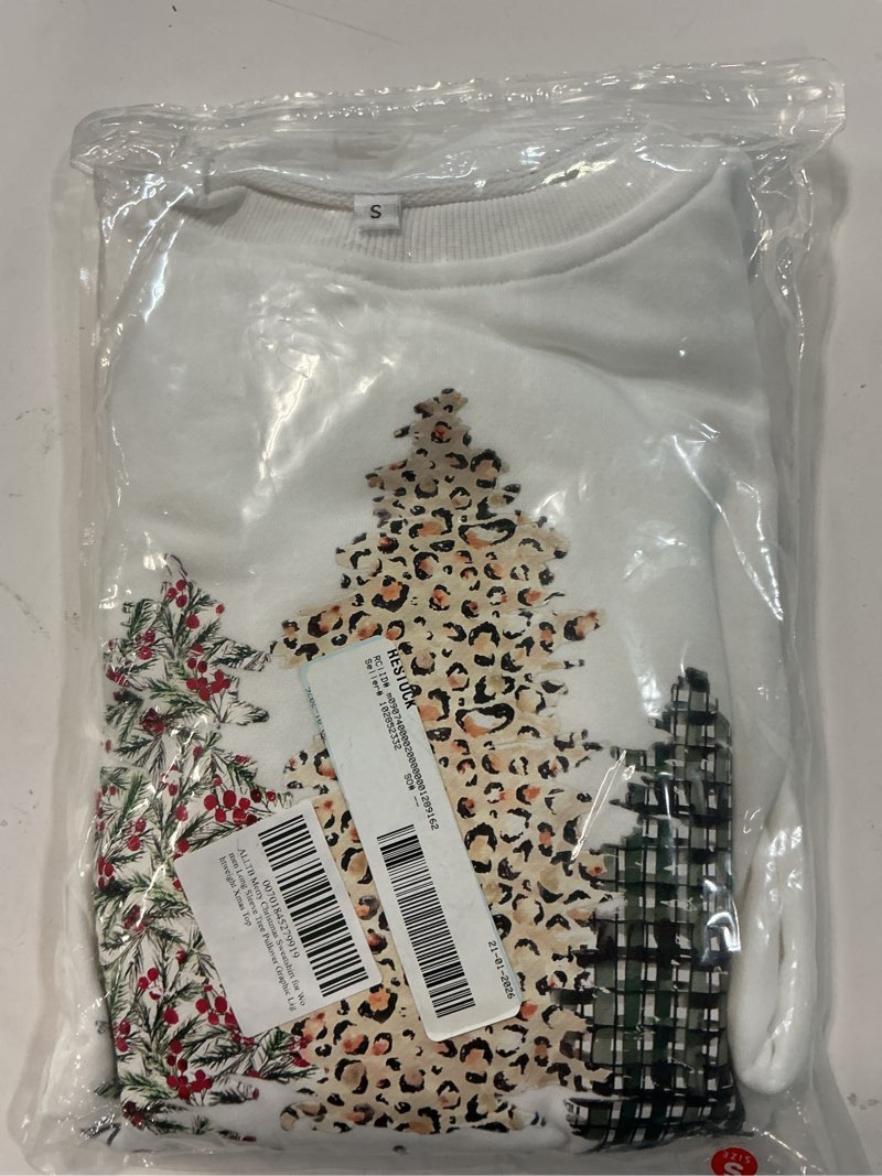 Condition photo showing New/Like New for alltb merry christmas sweatshirt for women long sleeve tree pullover graphic lightweight xmas top. small