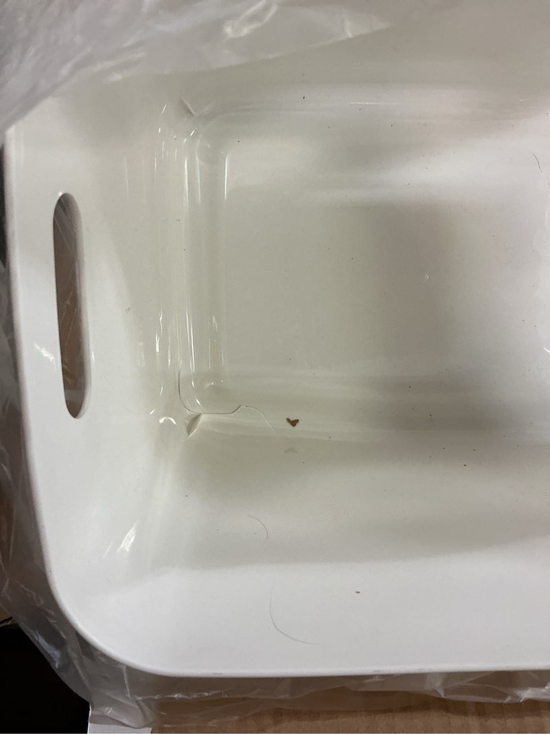 Condition photo showing As Is for Zopeal Plastic Storage Bins 10 Pcs White Pantry Organizer Bins Small Baskets Storage Containers for Home Kitchen (14 x 10.5 x 9.5 Inch)