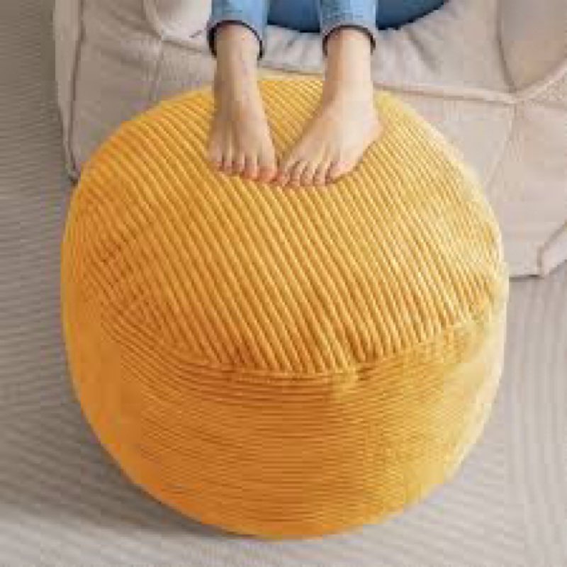 (similar)higogogo round stuffed pouf ottoman, corduroy poufs with foam chunk filling, furry and fluffy pouf foot stool storage ottoman, 20 x 15 floor poufs foot rest for living room, orange