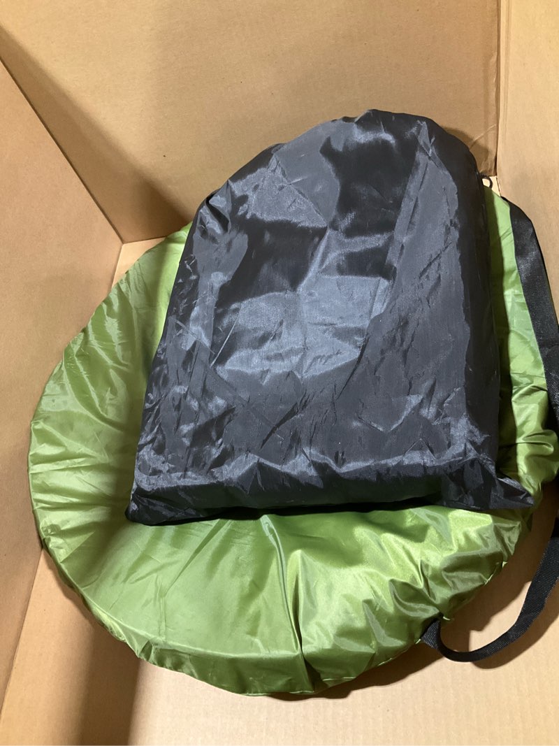 Condition photo showing As Is for Camping Toilet with Pop-Up Privacy Tent and Liquid Waste Gel, Portable Toilet for Camping with Large Tent, Ergonomic Potty Provides Enhanced Comfort, Suitable for All Ages Black Toilet and Green Tent