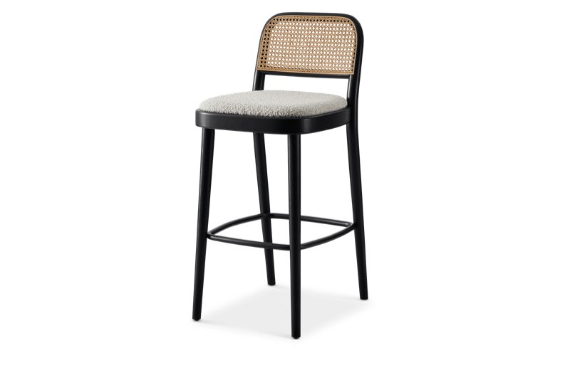 Edith Cane Bar Stool, Black 2 pcs 