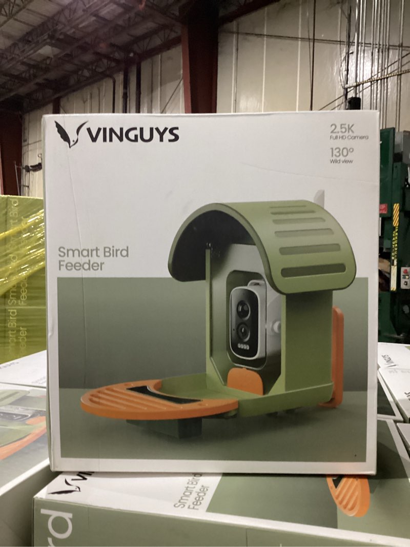 Condition photo showing New/Like New for VINGUYS® Bird Feeder with Camera, Smart Bird Feeder Camera AI Identifies 11,000+ Bird's Species, Auto-Capture 2.5K UHD Bird's Video, IP66 Waterproof Outdoor Solar Powered, Ideal Gift Green