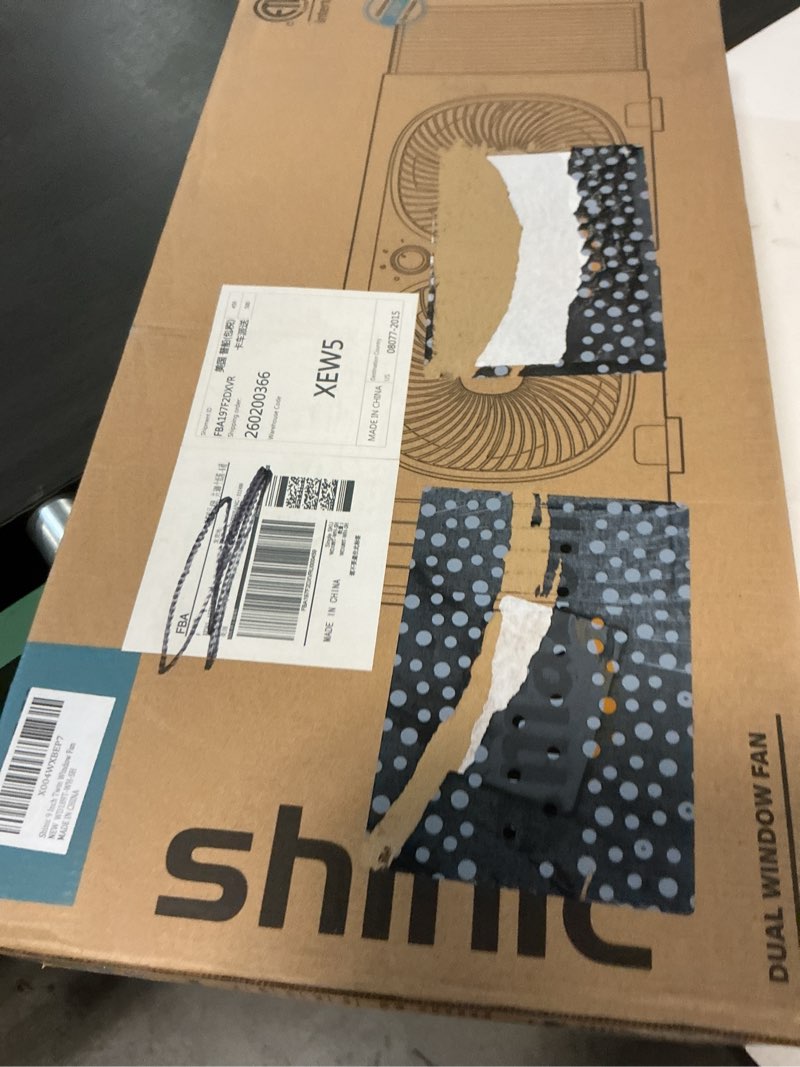 Condition photo showing New/Like New for shinic 9" twin window fan with 180°+90° rotatable fans, 3-speeds, vertical window fan with rigid & accordion expanders, width adjustable (21.65" to 33.27"), ideal for home, kitchen, bedroom, office