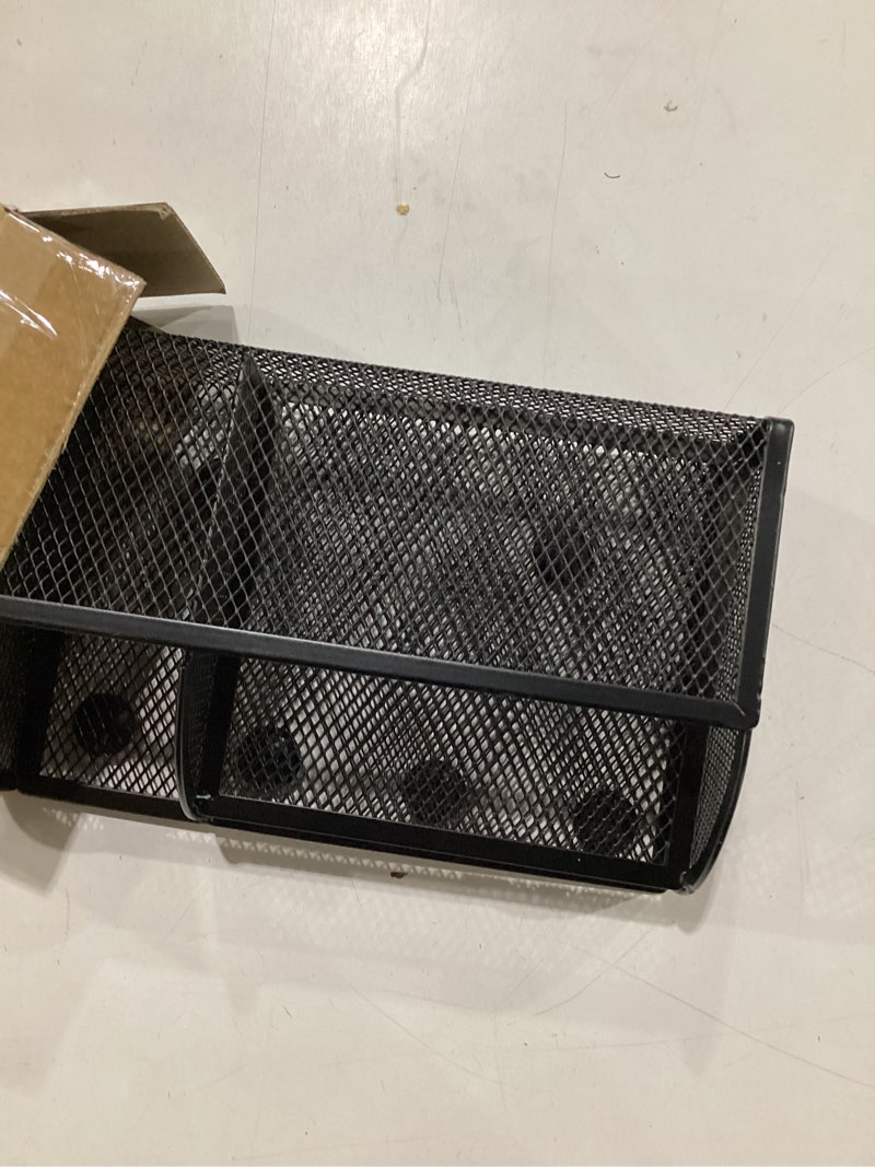 Condition photo showing New/Like New for daltack magnetic pencil holder magnetic shelf for the whiteboard 3-grid mesh magnetic pen holder for refrigerator magnetic organizer locker accessories organizer for home, school and office, black