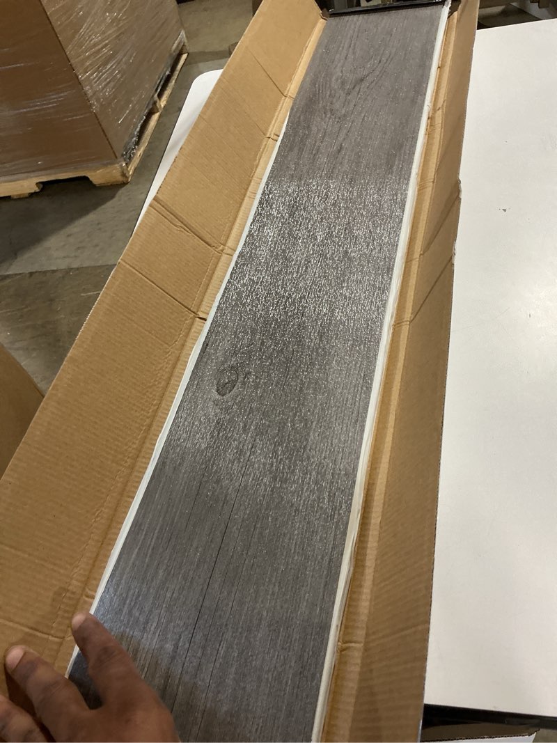 Condition photo showing Good Condition for vinyl peel and stick floor tile, self-adhesive wood plank, 10-pack (15 square feet) - 6 inch width, 36 inch length, 1.2mm - light grey oak - easy diy nexus planks for any room by achim home decor | self-adhesive backing, natural wood-grain visual, and multi-plank coverage pack: vinyl planks combine durable surface detail 6"w x 36" l x 1.2mm t light grey oak