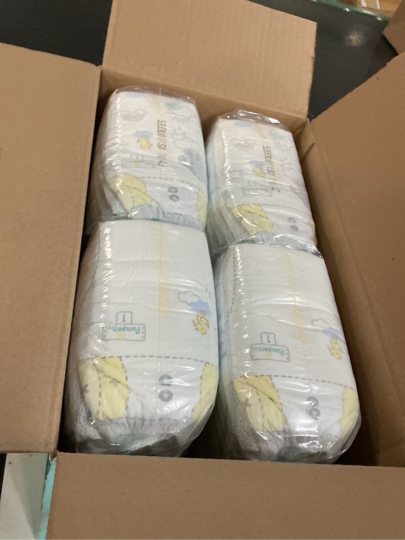 Condition photo showing New/Like New for pampers swaddlers diapers, size 1 (8-14 lbs), 164 count, absorbent, keeps baby dry and comfortable, skin safe disposable baby diaper size 1 164