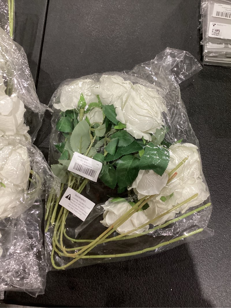 Condition photo showing New/Like New for White Roses Artificial Flowers 50 Pack in Bulk, Fake Roses Flowers Realistic Roses for Wedding Home Party Decoration Event Gift (White) White 50
