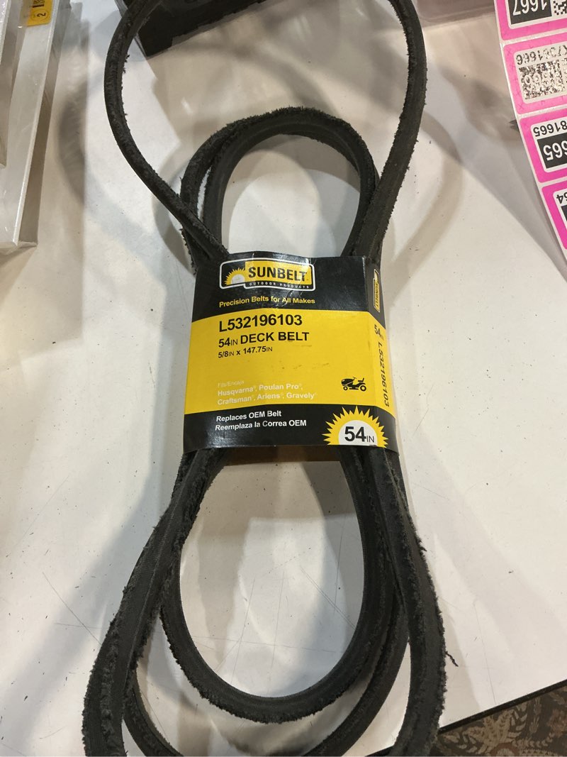 Condition photo showing Good Condition for sunbelt l-532196103 54-in deck belt for riding mower/tractors (5/8-in w x 147.75-in l)