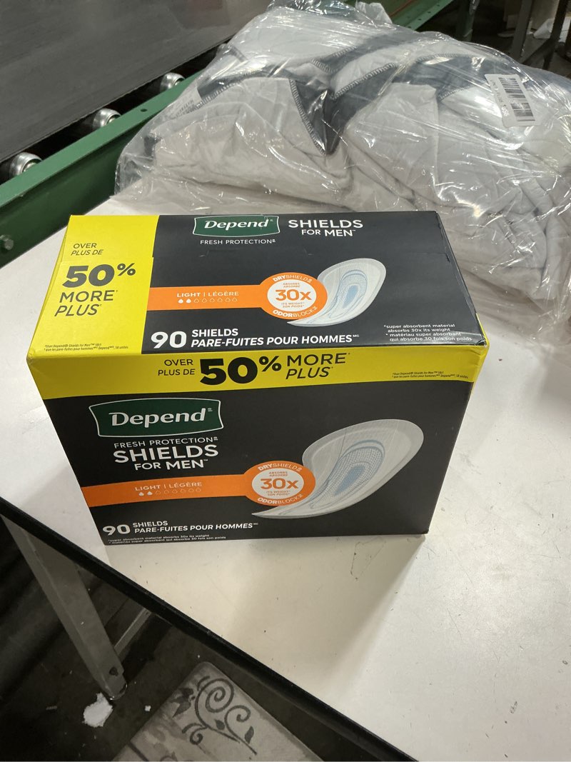 Condition photo showing New/Like New for Depend Shields Incontinence Pads for Men, Light Absorbency, 90 Count (Packaging May Vary)
