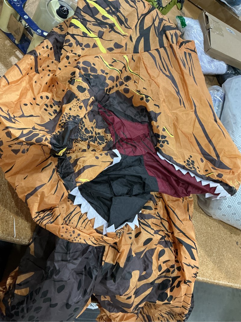 Condition photo showing Good Condition for inflatable dinosaur costume kids dinosaur suit blow up full body dino costume boys girls for halloween cosplay party brown
