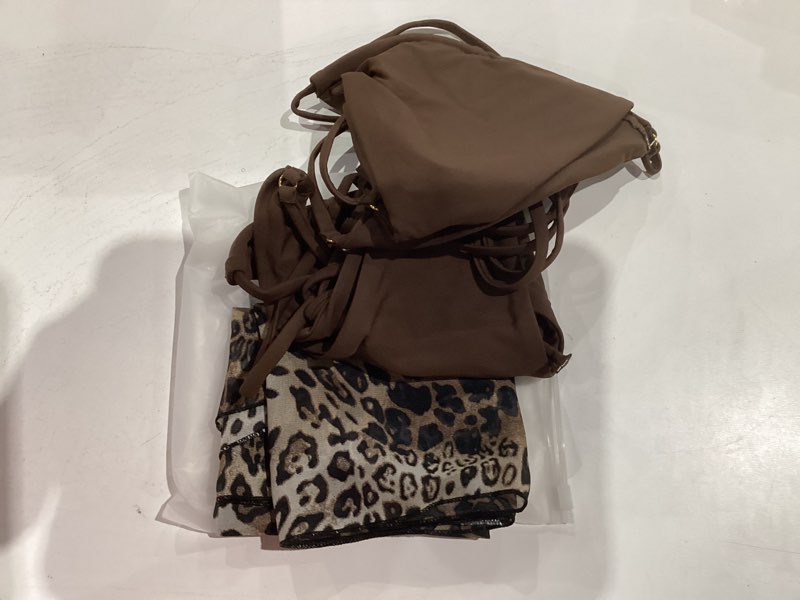 Condition photo showing Good Condition for Women 3 Piece Bikini Set Sexy Swimsuits Triangle Halter Beach Skirt Bathing Suits Sarongs Small Leopard