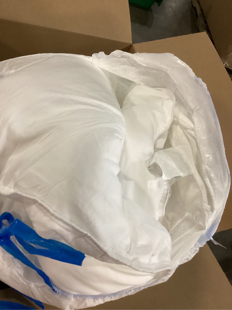 Condition photo showing As Is for Down Alternative Comforter Queen Size - Fluffy Duvet Insert - Puffy Premium All Season Winter - Luxury Breathable Hotel Plush Comforter - Queen, White, 86x86 inches - Eco-Compressed Packing White Queen