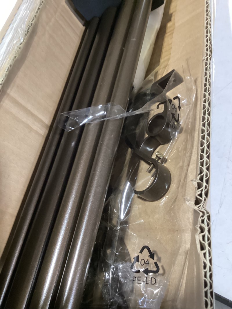 Condition photo showing Good Condition for double blackout curtain rods 140 to 164 inches (11.5-13.5 feet),1-inches front and 5/9 inches back adjustable end cap double window drapery rod for drapes and curtains,dark bronze 140-164" dark bronze