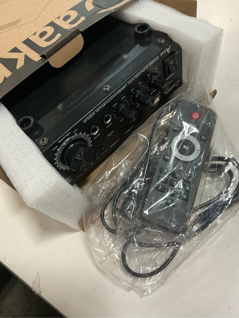 Condition photo showing Good Condition for ak45 stereo audio amplifier,300w home 2 channel wireless bluetooth 5.0 power amplifier system, home amplifiers fm radio, usb, sd card, with remote control home theater audio stereo system