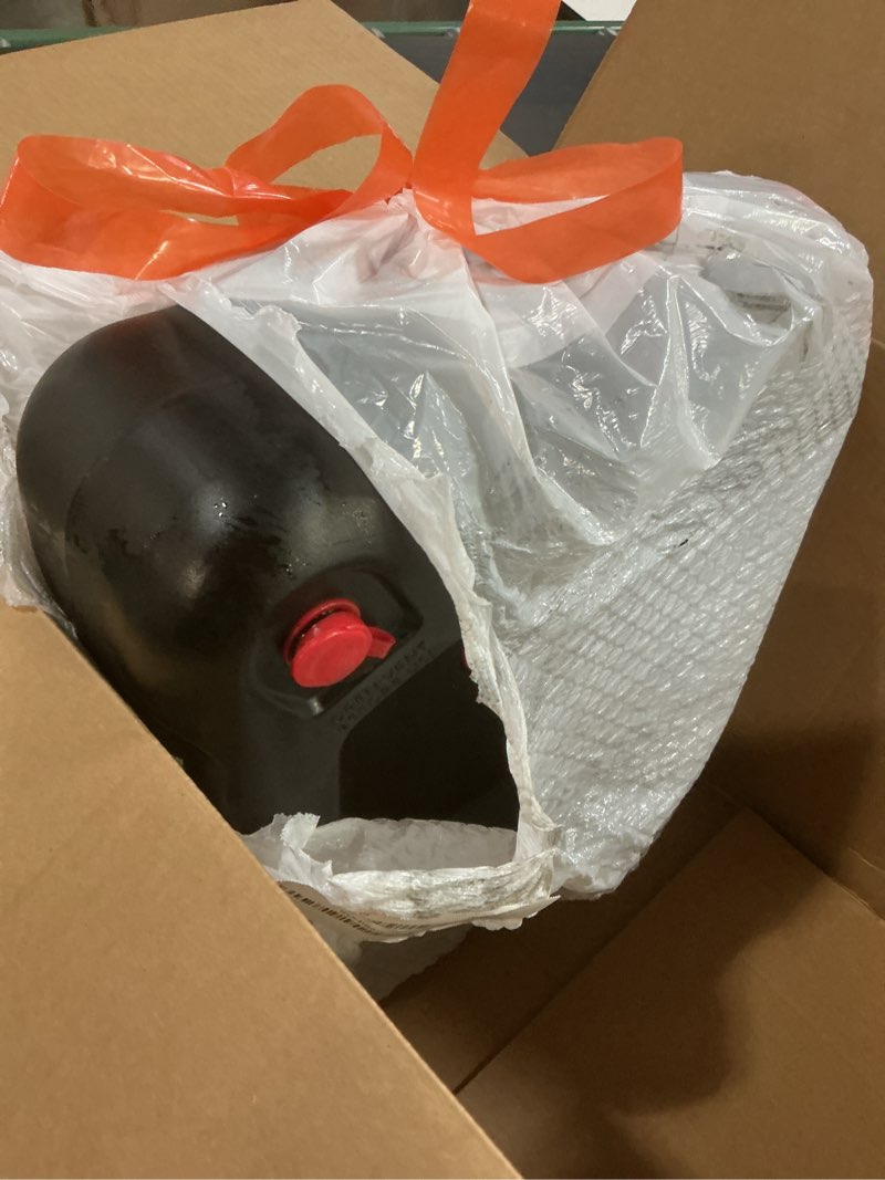 Condition photo showing As Is for performance tool w4077 16-quart oil drain container, deep drain well, integrated handle, sealing rubber gaskets, black 16 quart drain pan