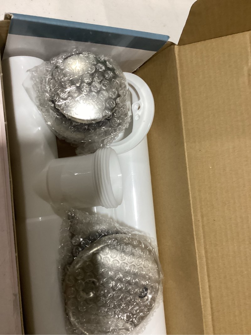 Condition photo showing As Is for westbrass 593244-20 white 1-1/2" tubular tip toe bath waste drain kit, stainless steel 1-pack stainless steel
