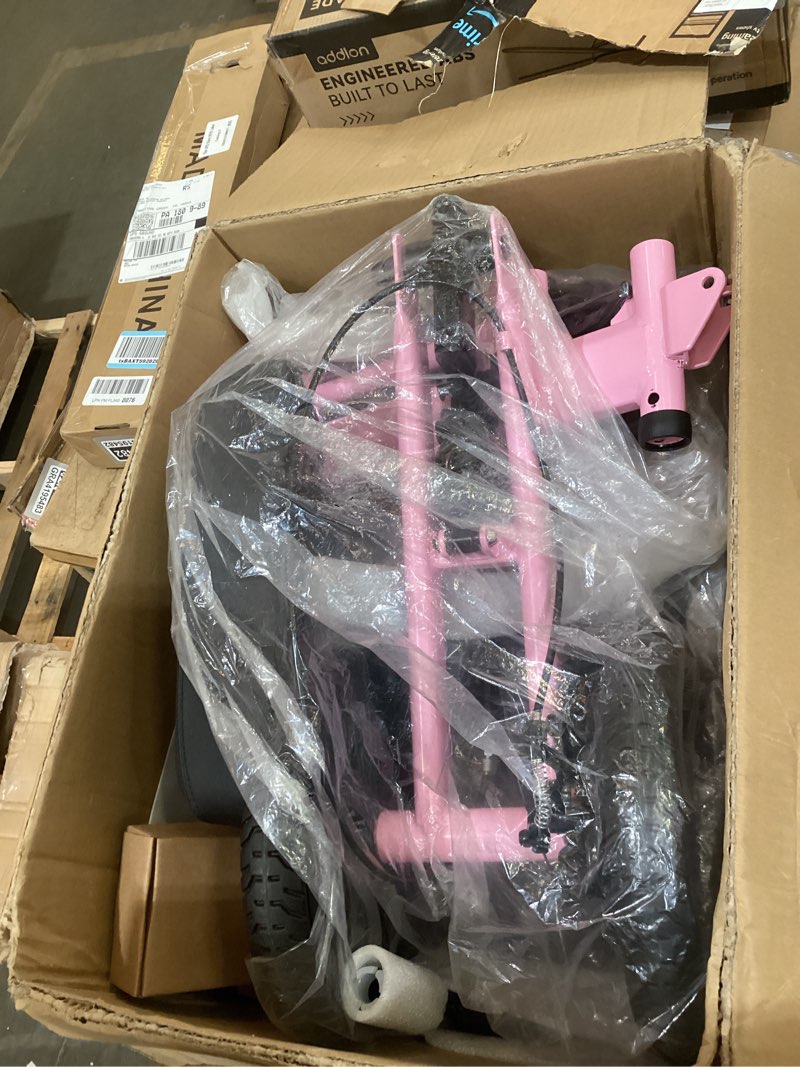 Condition photo showing As Is for knee scooter with disc brakes, steerable knee walker for adults for foot surgery, broken ankle- 12" all terrain rover scooter for broken foot injured leg crutch pink