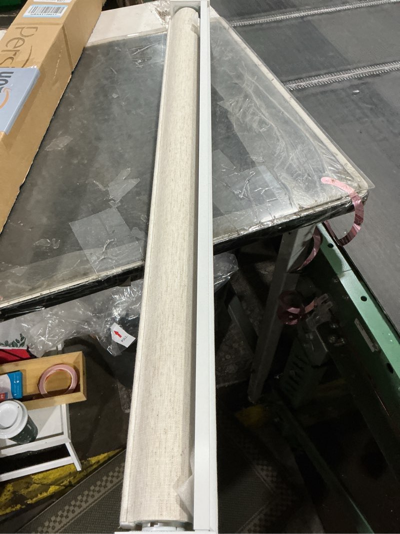 Condition photo showing New/Like New for persilux custom size free-stop cordless roller shades light filtering natural woven linen fabric uv protection privacy roller blinds for windows shades for home, kitchen, living room, linen beige