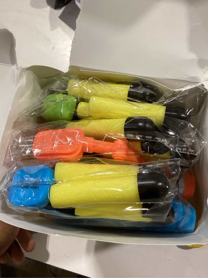Condition photo showing New/Like New for 6 pack mini foam dart blasters for kids with 36 darts, micro toy foam dart guns, nerf compatible mini blaster set, bulk party favors, small toy guns for boys girls indoor outdoor play