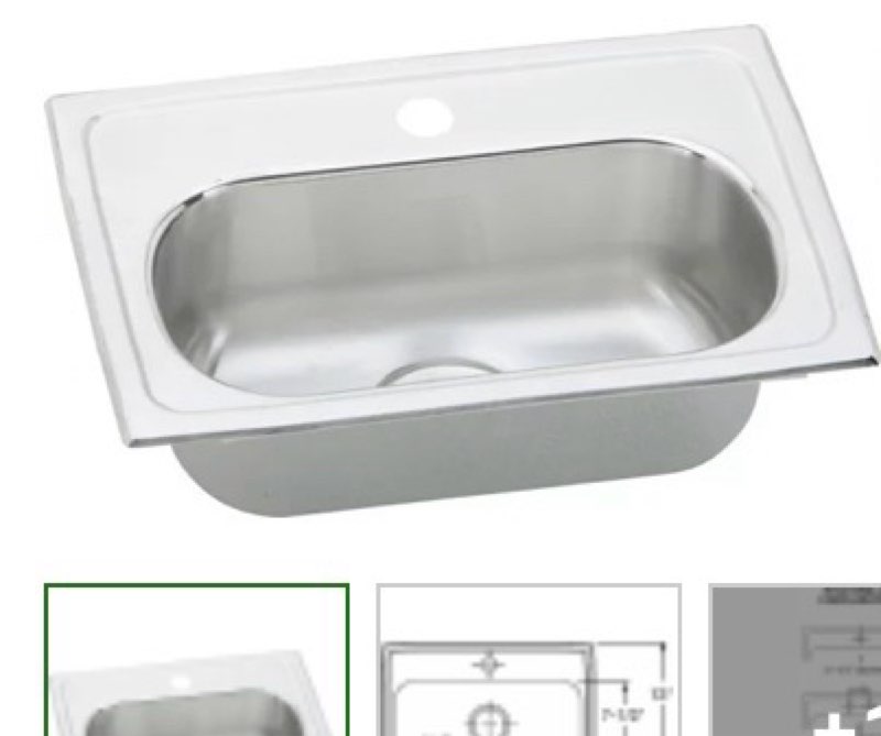 Elkay Lustertone Collection  LMR20130 20 Inch Top Mount Single Bowl Stainless Steel Bar Sink with 18-Gauge, 6-1/8 Inch Bowl Depth, Coved Corners and Self-Rim: No Holes