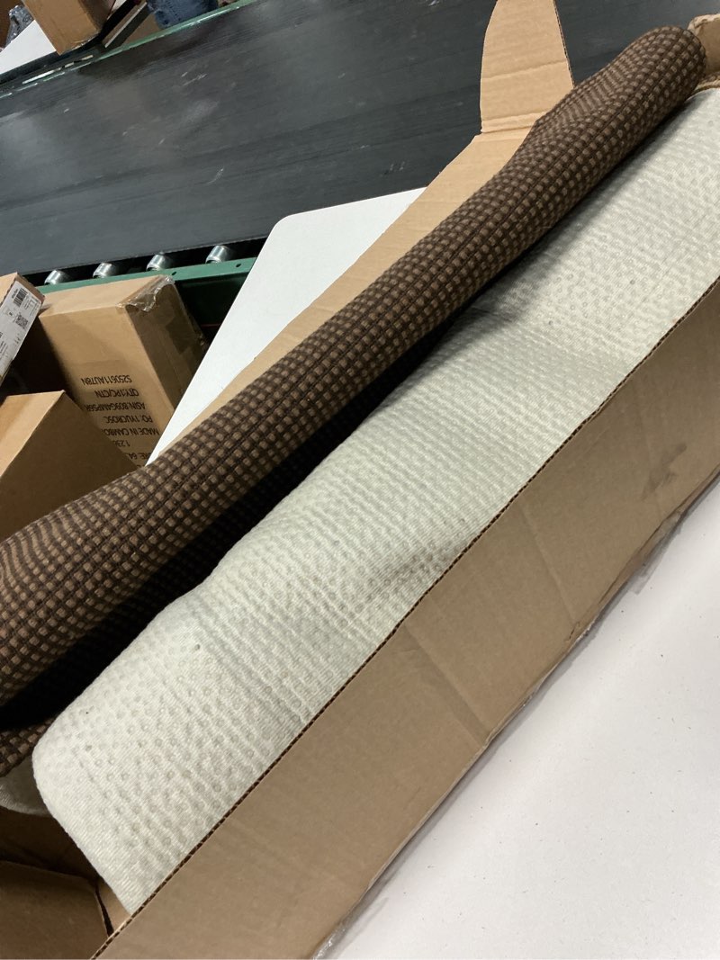 Condition photo showing As Is for iohouze washable runner rug 3x12 non slip rubber backed extra long hallway runner entryway runner indoor, kitchen rugs woven cotton floor carpet for hall entrance stair, brown 3' x 12' (runner) brown