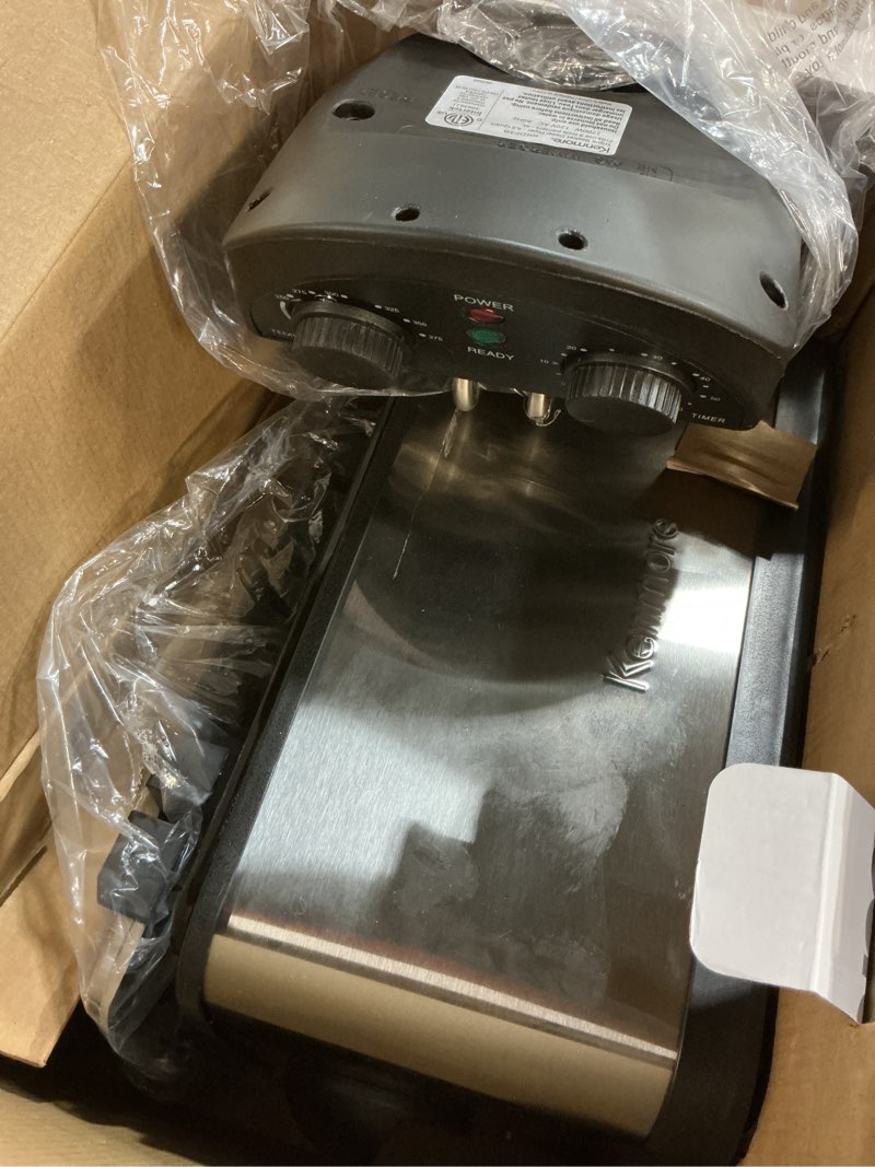 Condition photo showing As Is for Kenmore Electric Deep Fryer - Grease & Odor Filtration, Simple Temperature Control, Eléctrica Freidoras For Home Use, 3 Baskets For Frying French Fries, Chicken Wing, 4 Liter Capacity Stainless Steel
