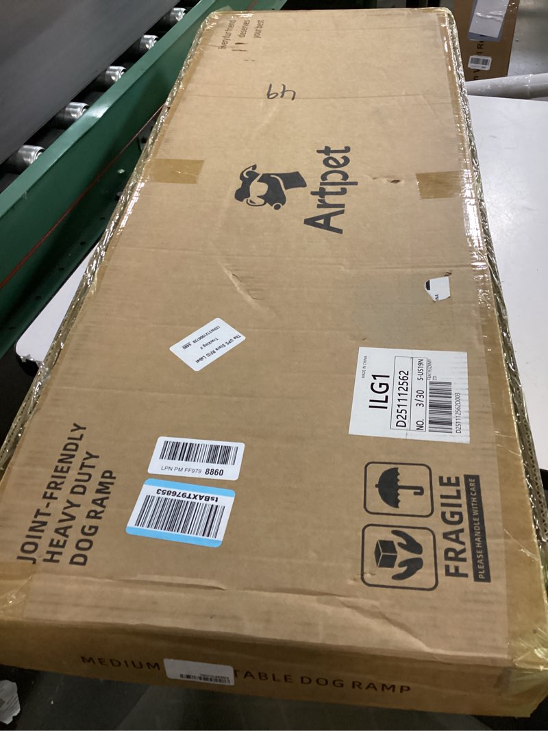 Condition photo showing New/Like New for dog ramp for small & medium dogs, joint-friendly pet ramp for bed & couch, foldable, anti-slip, portable, height-adjustable, supports up to 70 lbs up to 70 lbs - indoor