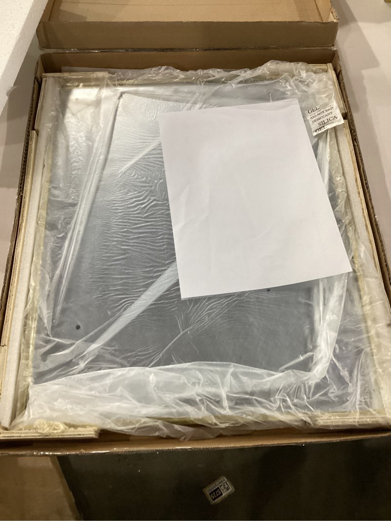 Condition photo showing New/Like New for Brushed Gold Mirror, 16x20 Inch Aluminum Framed Square Corner Wall Mirror for Over Sink, Vanity, Horizontal/Vertical Gold 16"L x 20"W