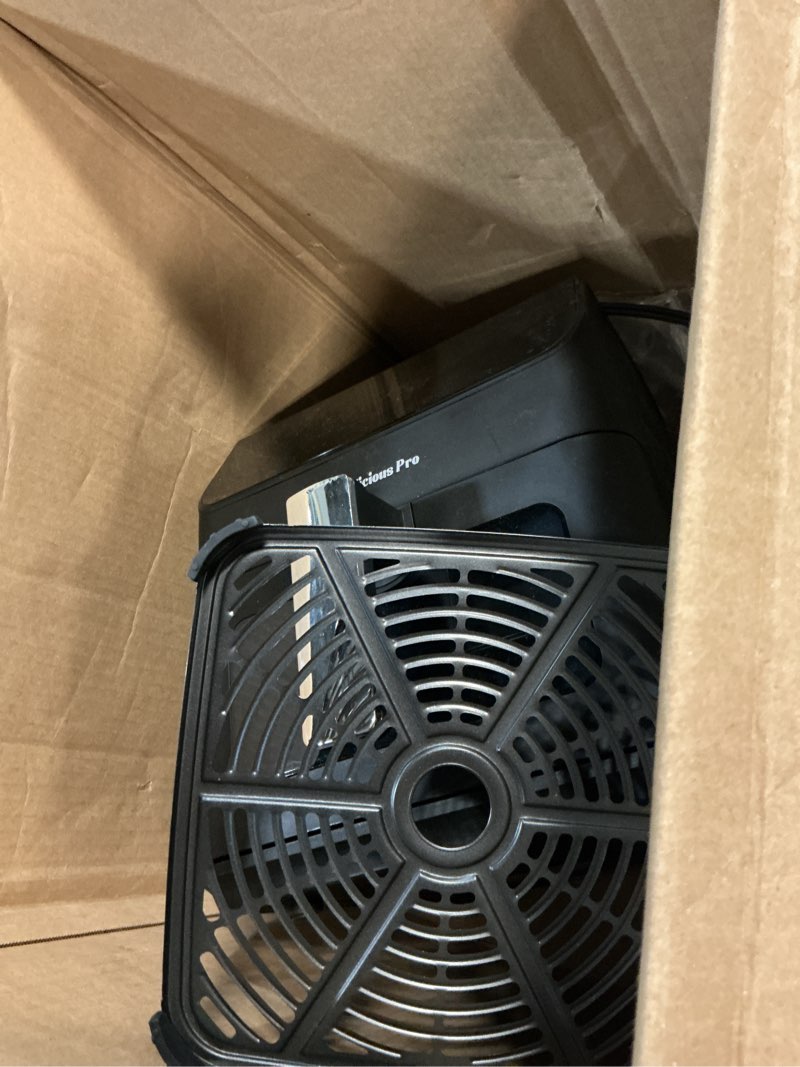 Condition photo showing As Is for beelicious 5.8qt large air fryer, 12-in-1 digital airfryer with window, 40+ recipes, flavor-lock tech, dishwasher safe,shake reminder, compact, quiet, nonstick air fryers. black