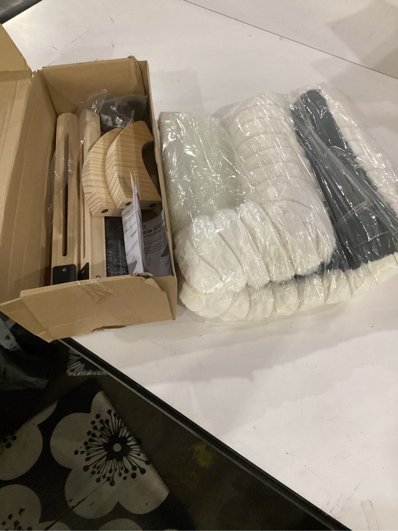 Condition photo showing Good Condition for cloud-soft cat window sill perch with zipper designed cushioned bed, supportive cat window seat with premium solid wood & sturdy metal frame, pet hammock bed for large cats (large, white) large(24.4''x15'') white