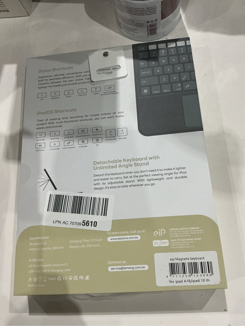 Condition photo showing Good Condition for eip magnetix keyboard case for ipad (a16) 11th/10th generation (2025/2022), with patented stylus shortcuts, protective, adjustable hinge stand, detachable case, 7 color backlight ipad 11(a16)/10th black