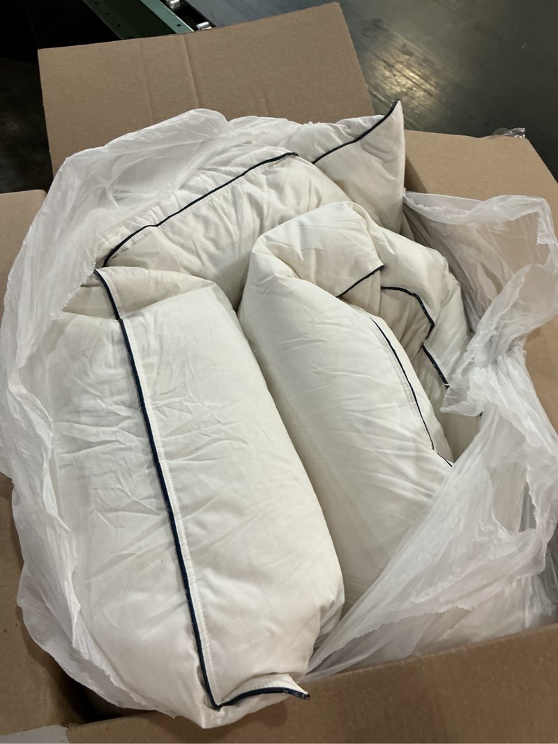 Condition photo showing Good Condition for pacific coast bed pillows for side and back sleepers, feather and down hotel pillows with 100% cotton shell, medium supportive, downproof, king size 2 pack king (pack of 2)