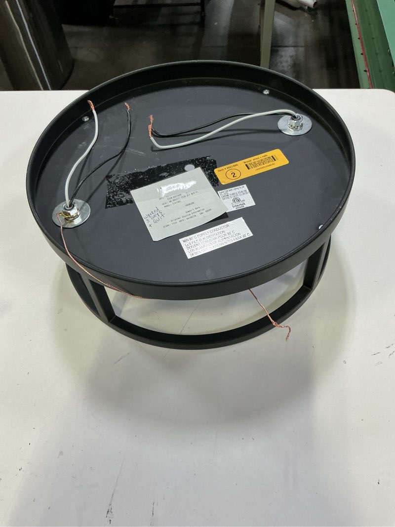Condition photo showing As Is for allen + roth (2-pack) hewitt 13-in matte black indoor 2 -light flush mount light