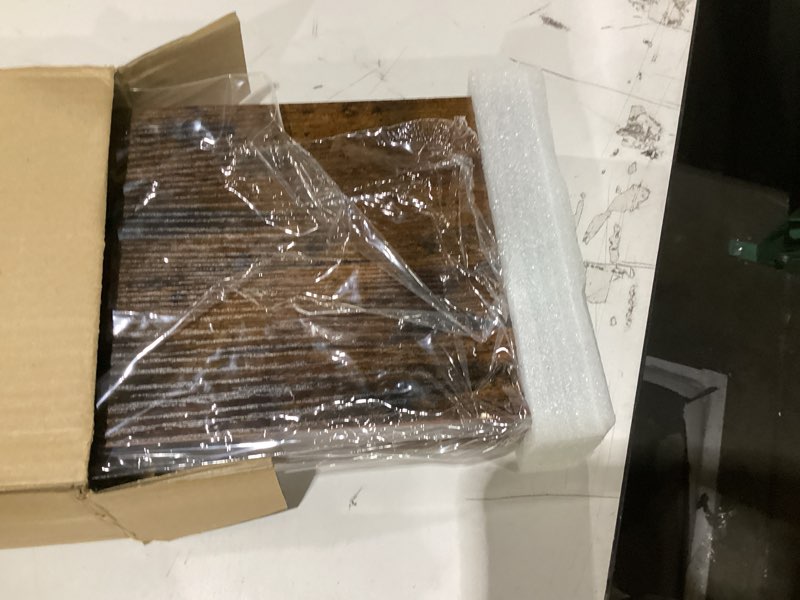 Condition photo showing New/Like New for BAYKA Floating Shelves, 22.5 inches Rustic Wood Wall Shelves for Bathroom?Bedroom, Living Room, Kitchen & Book, Hanging Display Decor Organization Shelf with 22 lbs Capacity (Rustic Brown) B. Rustic Brown - Americana Farmhouse Style 22.5inches