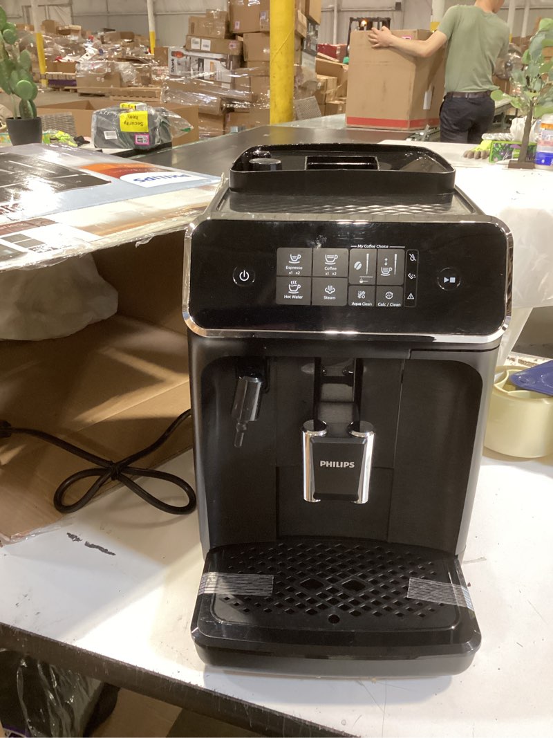 Condition photo showing Good Condition for philips 2200 series fully automatic espresso machine, classic milk frother, 2 coffee varieties, intuitive touch display, 100% ceramic grinder, aquaclean filter, aroma seal, black (ep2220/14) 2200 series classic milk frother