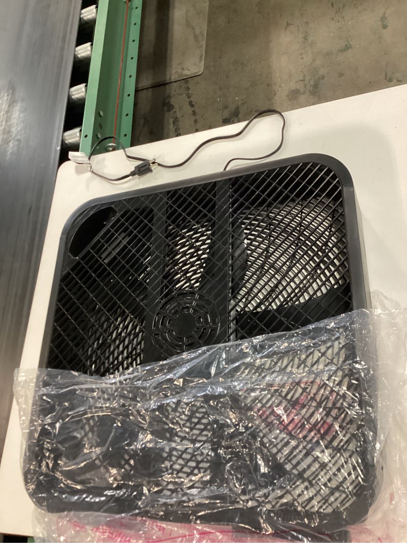 Condition photo showing New/Like New for utilitech 20-in 120-volt 3-speed high velocity indoor black box fan
