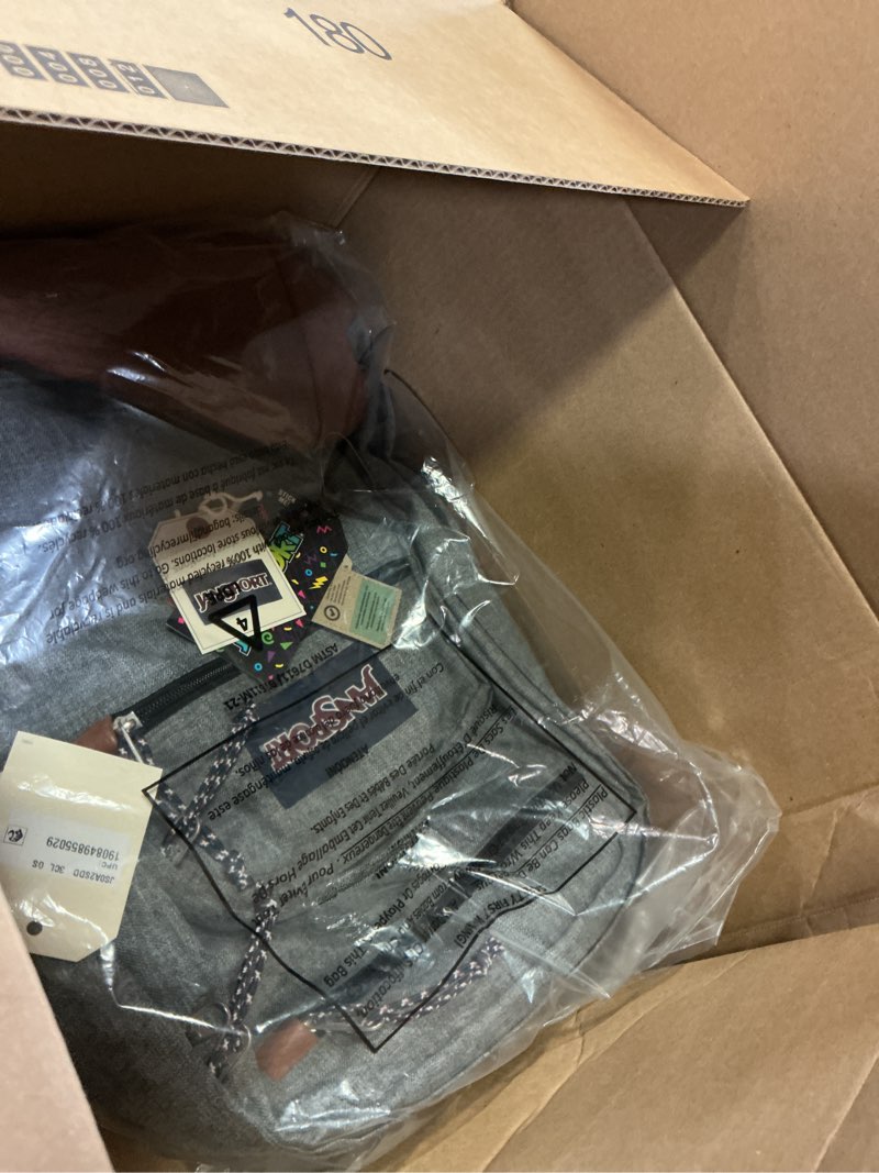 Condition photo showing Good Condition for jansport cool backpack, with 15-inch laptop sleeve - large computer bag rucksack with 2 compartments, ergonomic straps, grey letterman grey letterman poly one size