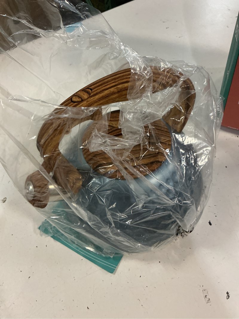 Condition photo showing Good Condition for belanko 2.7 quart tea kettle for stovetop - food grade stainless steel with diamond texture, designer teapot look, cool-touch wood pattern handle, whistling spout - glacier blue