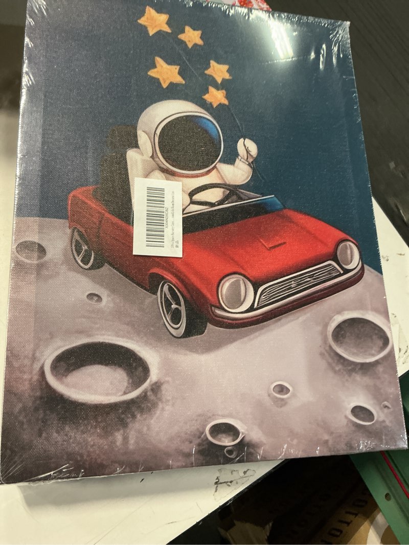 Condition photo showing New/Like New for 3 Pcs Space Nursery Canvas Wall Art Whimsical Outer Space Astronauts Kid Painting Pictures Wall Decor Poster Print Artwork for Boys Room Girls Room Kids Room Decoration Canvas 16L''x12W''