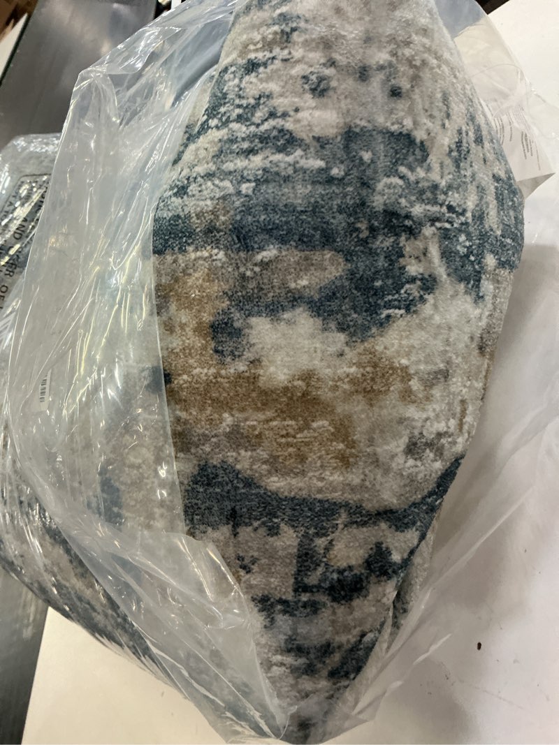 Condition photo showing As Is for Area Rugs 8x10 for Living Room: Washable Rug Modern Abstract Neutral Soft Non-Slip Low-Pile Indoor Large Carpet for Bedroom Dining Room Playroom Home Office (Blue Grey Brown, 8'x10') Bluegreybrown 8' x 10' (Rectangular)