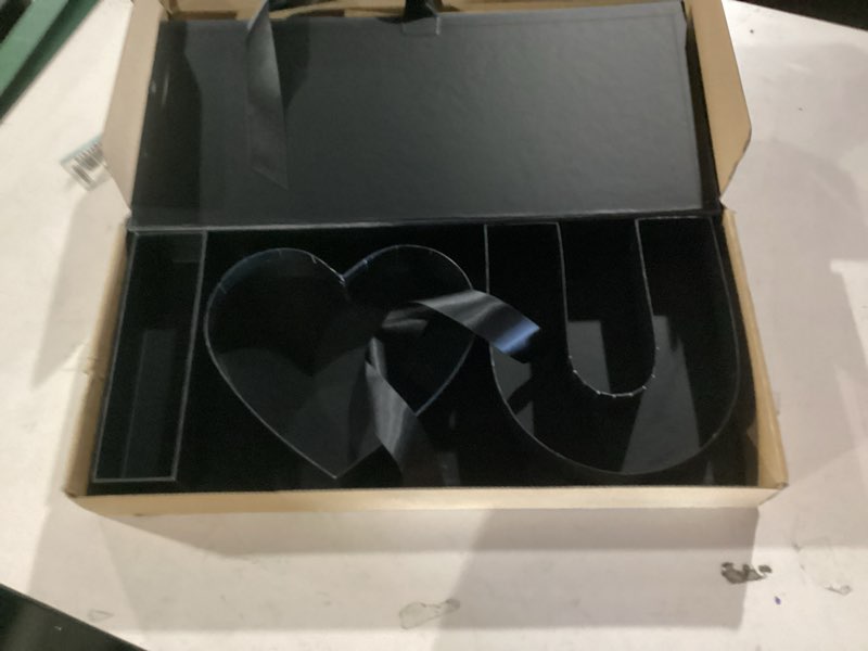 Condition photo showing Good Condition for Empty Valentine's Day I Love U Cardboard Letter Fillable Box Floral Sweets Gifts Decorative Box(Black LOVE)