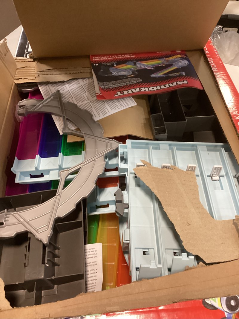Condition photo showing Good Condition for Hot Wheels Mario Kart Rainbow Road Raceway 8-Foot Track Set with Lights & Sounds & 2 1:64 Scale Vehicles, Race with 5-Track Colorful Course with 2 Configurations Portable,Box