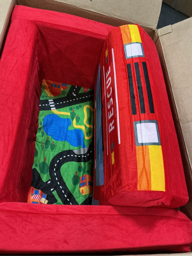 Condition photo showing Good Condition for MallBest Kids Sofas Children's Sofa Bed Baby's Upholstered Couch Sleepover Chair Flipout Open Recliner(Red/Fire Truck) Red/Fire Truck Ages 1-3