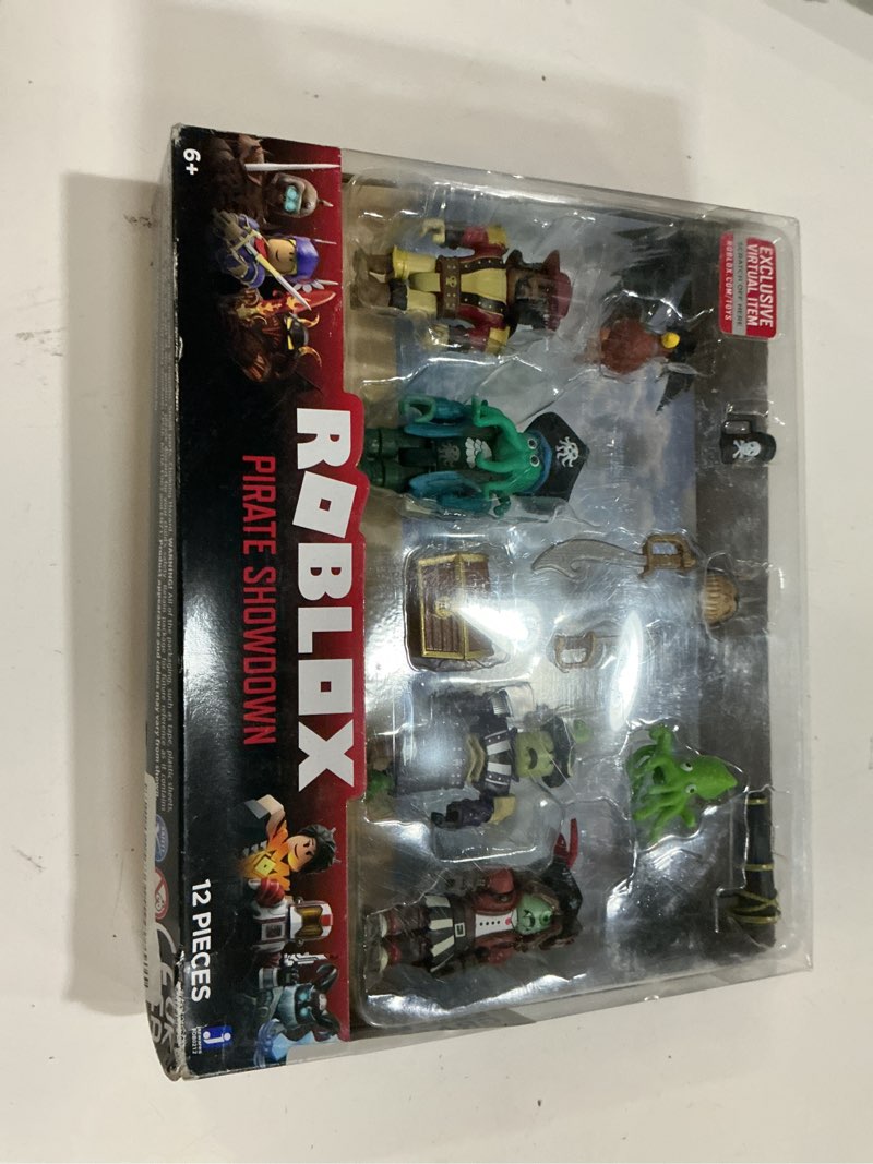 Condition photo showing New/Like New for roblox action collection - pirate showdown four figure pack [includes exclusive virtual item]