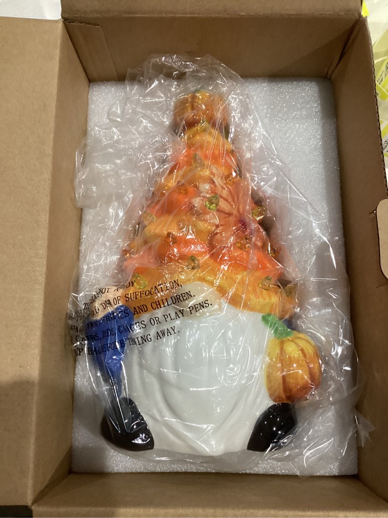 Condition photo showing New/Like New for Hexagram Thanksgiving Ceramic Tree Decorations for Home, Thanksgiving Gnomes Decoration, Pumpkin Gnome Decor for Home, Gnome Ceramic Tree Table Centerpiece Blue 8.5x5.2 inch