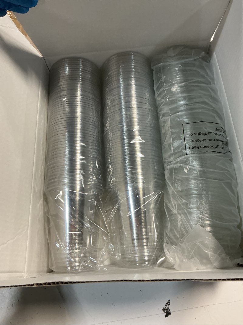 Condition photo showing New/Like New for dealusy 100 pack - 16 oz clear plastic cups with lids, sturdy & food safe iced coffee cups with lids, disposable plastic smoothie cups for cold drinks, sip lids 16 oz 100.0