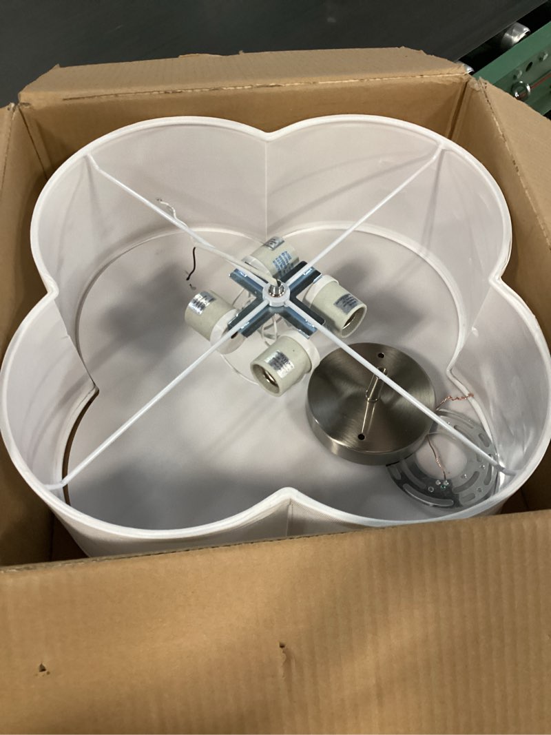 Condition photo showing As Is for VONLUCE Semi-Flush Mount Ceiling Light, 15.8" Modern 4-Light Ceiling Light Fixture with White Clover-Shaped Shade 4 E26 Sockets for Bedroom Entryway Living Room, Nickel Finish, ETL Certificated Nickel 15.8"