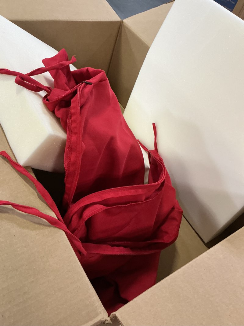 Condition photo showing Good Condition for 19x19x3 inch outdoor square corner chair cushions with ties set of 2, water&fade resistant thick seat cushion pads for garden patio dining porch furniture - red red 19 x 19 x 3 in