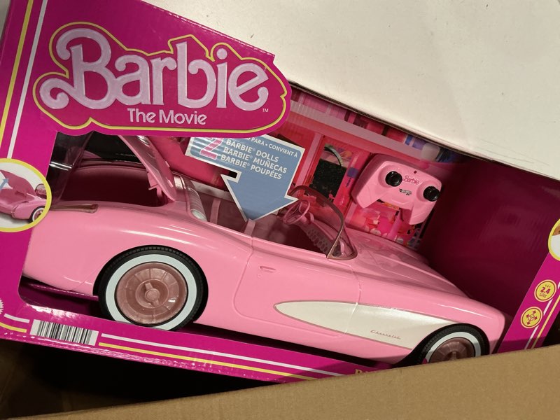 Condition photo showing Good Condition for Barbie Hot Wheels RC Corvette from The Movie, Full-Function Remote-Control Toy Car Holds 2 Dolls Modern
