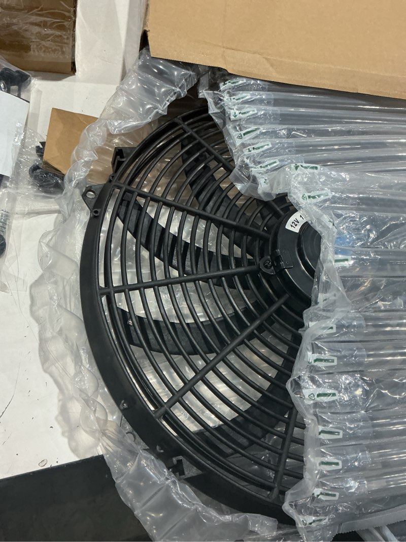 Condition photo showing Good Condition for 16 inch electric radiator fan, 3000 cfm 10 blades electric fan automotive black with thermostat wiring switch relay kit